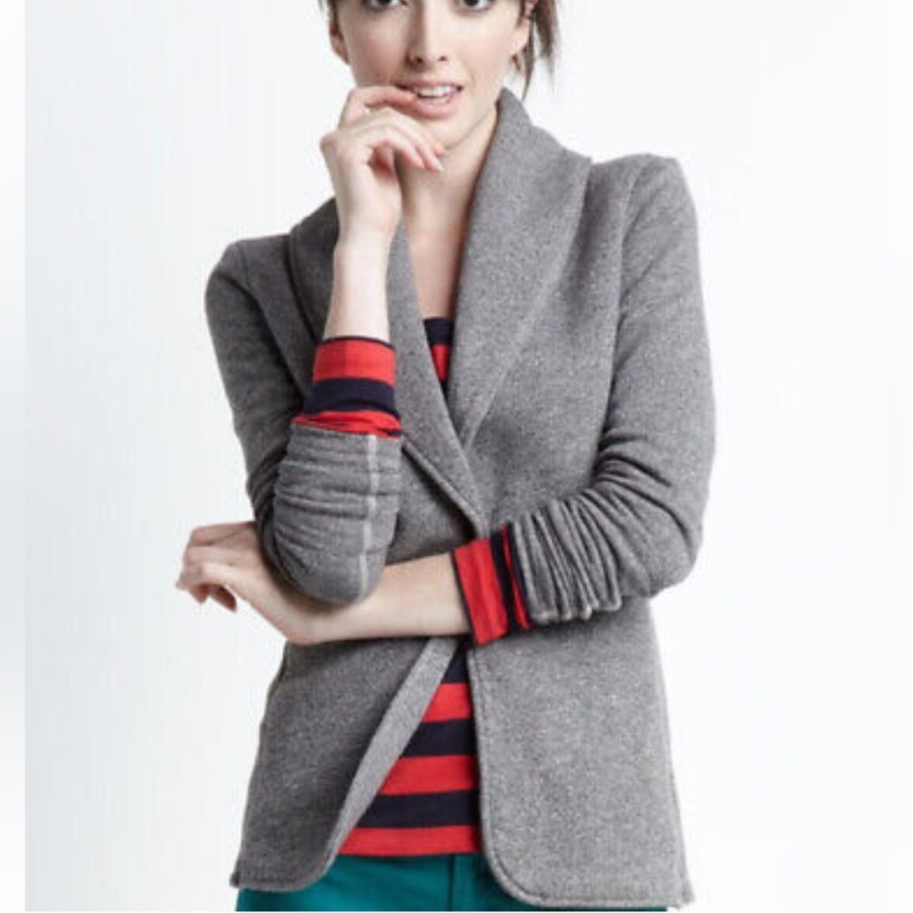 Standard James Perse Old School Shawl Collar Women’s Gray Knit Blazer Medium (2)